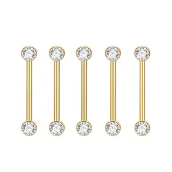 Titanium Internally Threaded Nipple Barbell with CZ Accents - Women's Body Jewelry (14G  1.6x12x4x4mm)