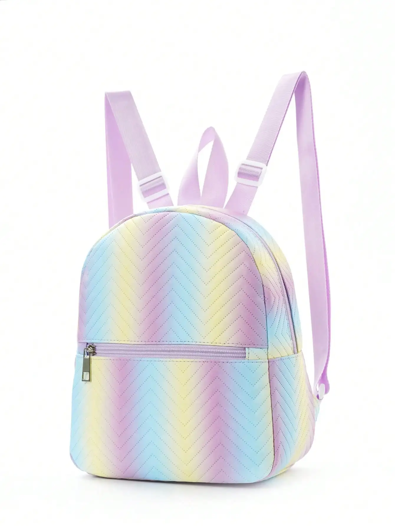 Girls Ombre Classic Backpack Chevron Detail Adjustable Strap with Zipper PU Medium 1