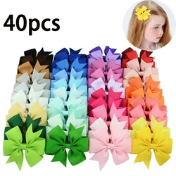 Sweet Candy Color Bow Hair Clip Set for Baby Girls - Cute Ribbon Hairpin Hair Accessories & Gifts (40pcs)
