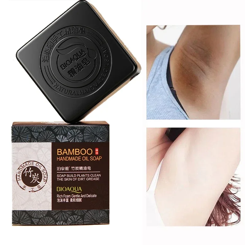 Bamboo Charcoal Handmade Soap Skin Moisturizing Deep Cleansing Oil Control Blackhead Remover Face Wash Hair Bath Skin Care 100g 5