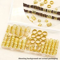 110 Pcs Gold Hair Jewelry for Braids and Dreadlocks - Metal Rings, Cuffs, Clips Accessory Decorations - Golden Yellow 5