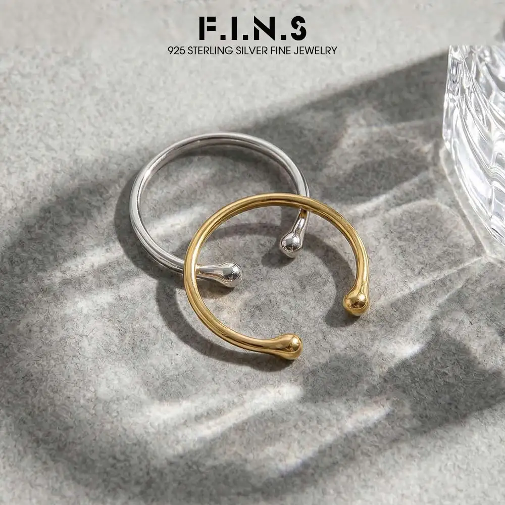 F.I.N.S 미니멀리스트 S 기하학 작은 구슬 오픈 라인 링 스태킹 너클 조절 가능한 손가락 반지 고급 보석