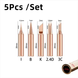 Premium Soldering Iron Pure Copper Tip Set - 5 Pieces (Gold)