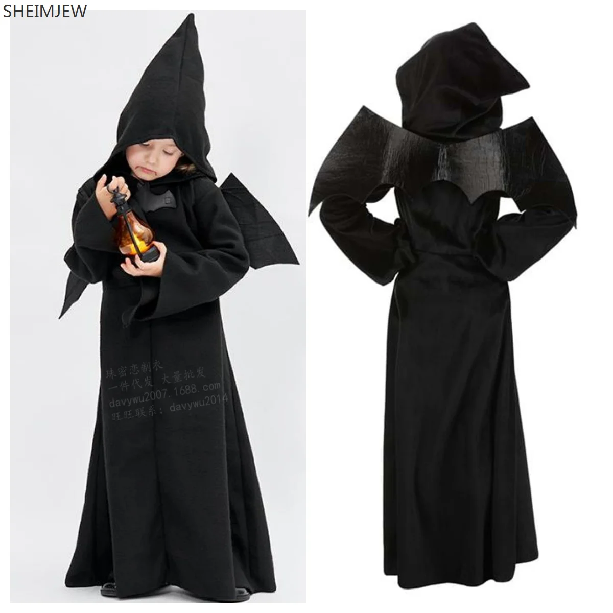 

New Halloween Children's Devil With Wings Suit Witch Role-playing Costume Girls Wizard Drama Stage Performance Costume