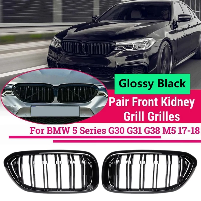 

Car Gloss Black Front Kidney Grill Grille For-BMW 5 Series G30 G31 G38 M5 520I 523I 528I 530I 535I 550I 520D 2017 2018