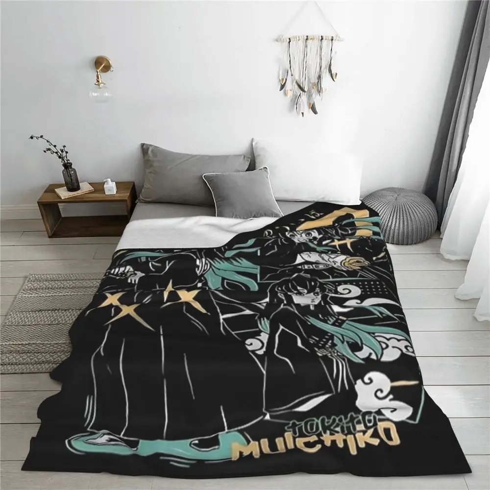 Description Picture 5 of itemMuichiro Tokito Anime Blanket Demon Slayer Kimetsu no Yaiba Soft Plush Throw Blanket For Bedroom Flannel Bedspread Bed Cover