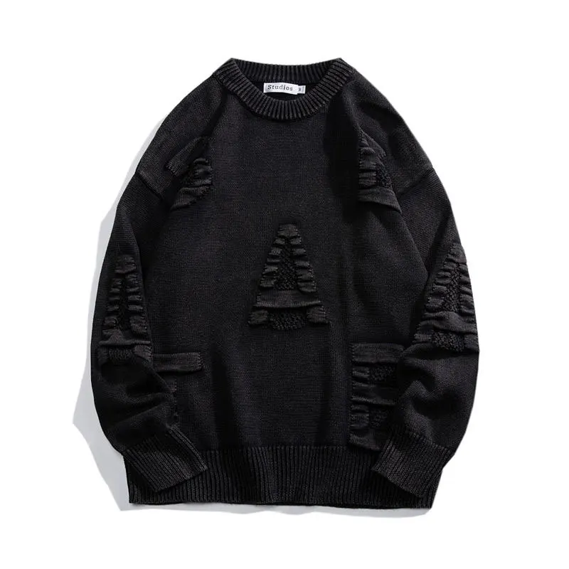 Autumn KPOP Fashion Style Harajuku Tops Casual Loose All Match Knitwear Letter Thickening O Neck Insert Long Sleeve Sweaters