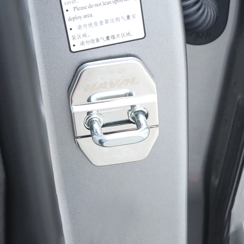 4Pcs Door Lock cover Protect Sticker Emblems for Haval H6 3rd Gen GT DHT-PHEV Stainless Steel