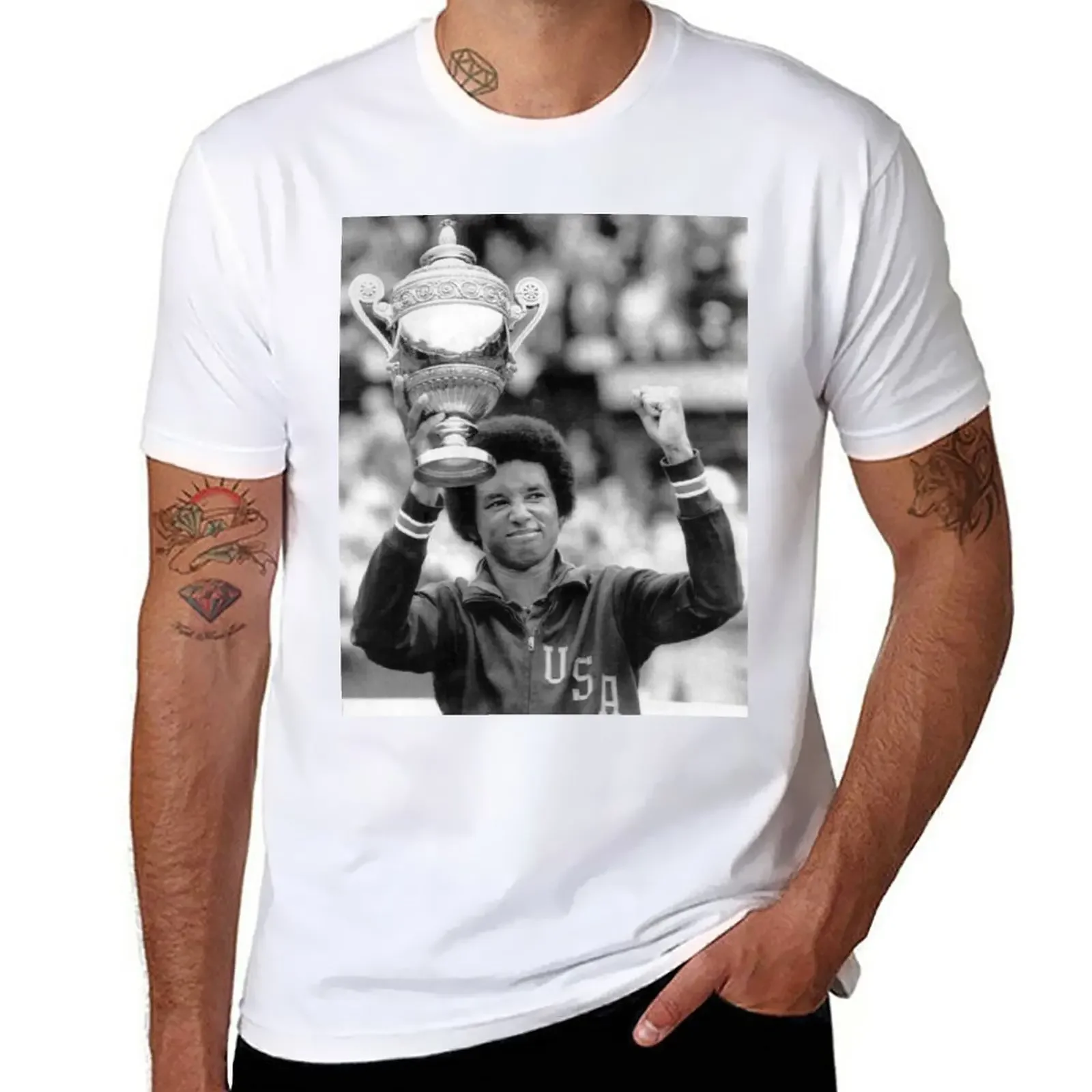 

Arthur Ashe T-Shirt oversized korean fashion boys animal print men t shirts