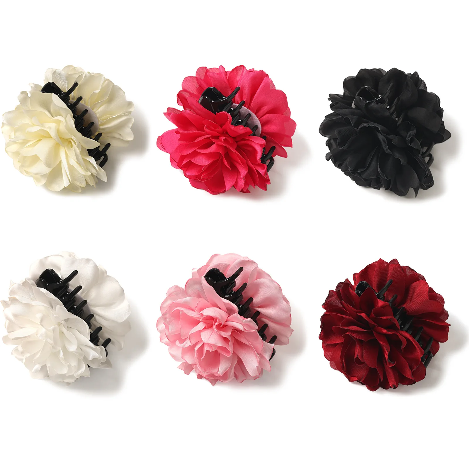 Großer Halteclip aus französischer Satin-Kamelie, hochwertiger romantischer Blumen-Halteclip, einfacher Haarschmuck für Mädchen – Detail 6