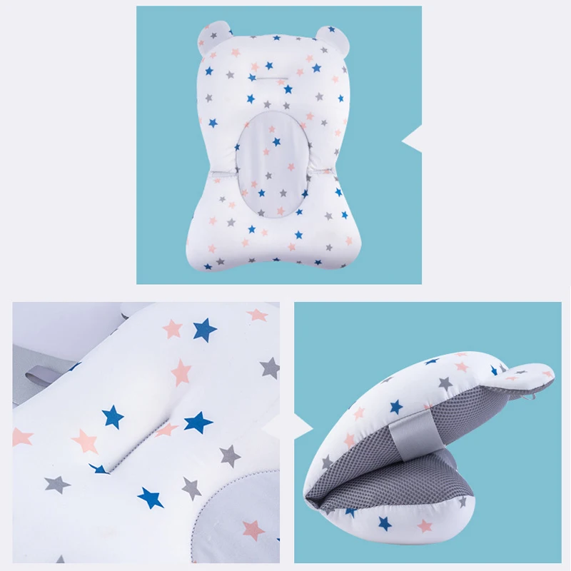 Baby Bath Seat Support Mat Foldable Baby Bath Tub Pad & Chair Newborn Bathtub Pillow Infant Anti-Slip Soft Comfort Body Cushion 3