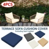 4Pcs Patio Chair Seat Covers 60x60x10cm Outdoor Cushion Slicovers with Zipper Dust-Proof Waterproof Patio Seat Cushion Covers 1