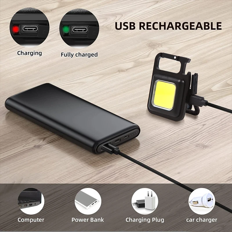 Mini Keychain COB Work Light USB Chargeable Car Repair Light Emergency Outdoor Camping