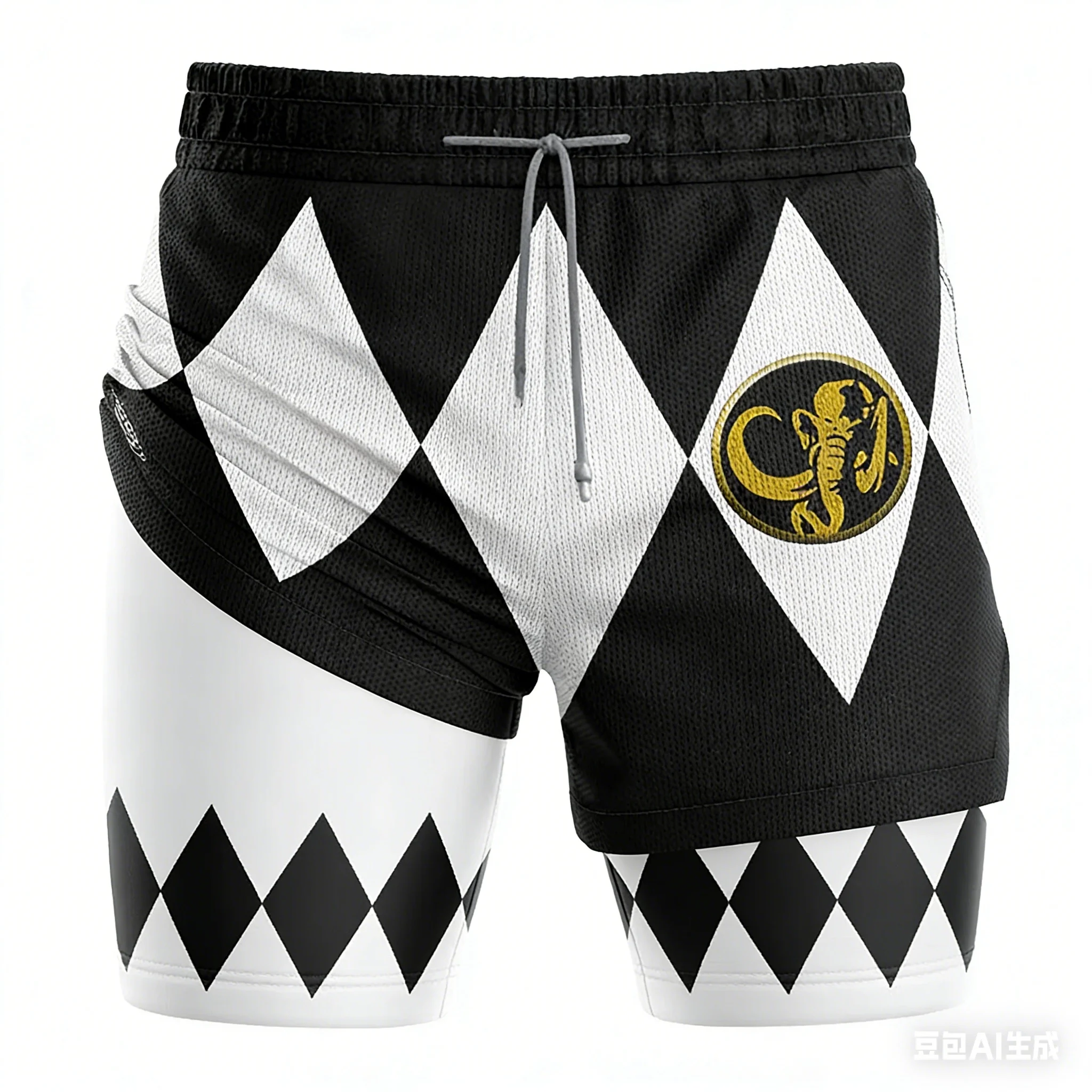 Bandai Periphery Power Rangers Men's Double Layer 2-In-1 Performance Gym Shorts Summer Quick-Dry Comfy Lightweight Beach Shorts