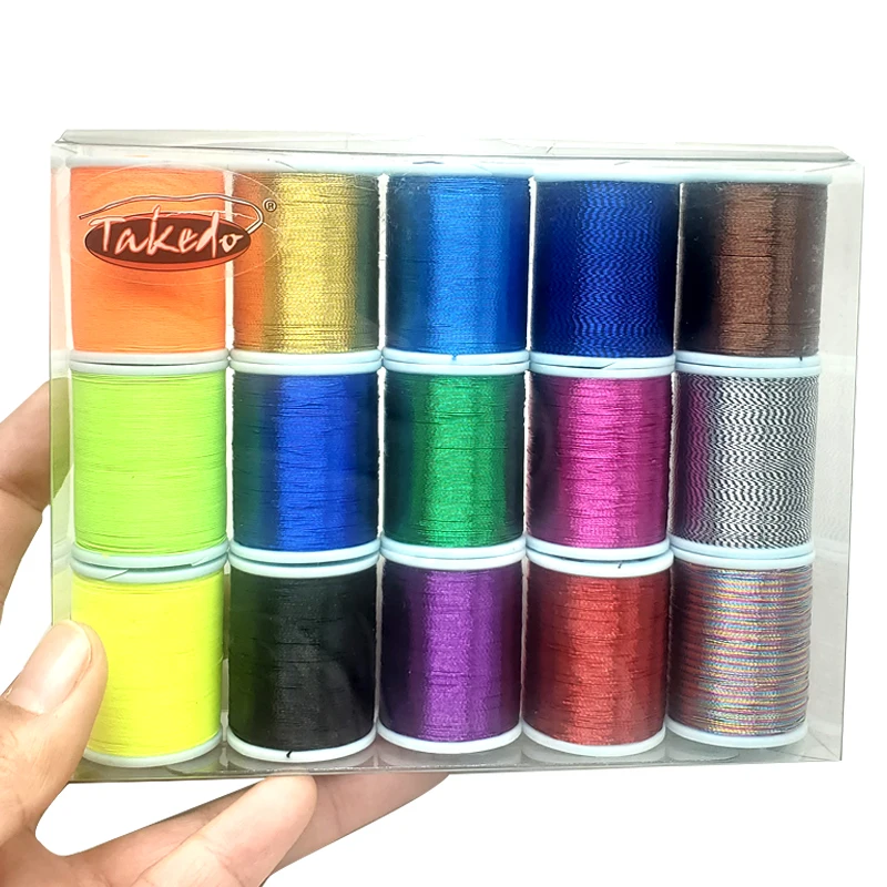 TAKEDO 15PCS/SET 100 Yards B Spool Nylon Metallic NCP Thread Guide Ring ...