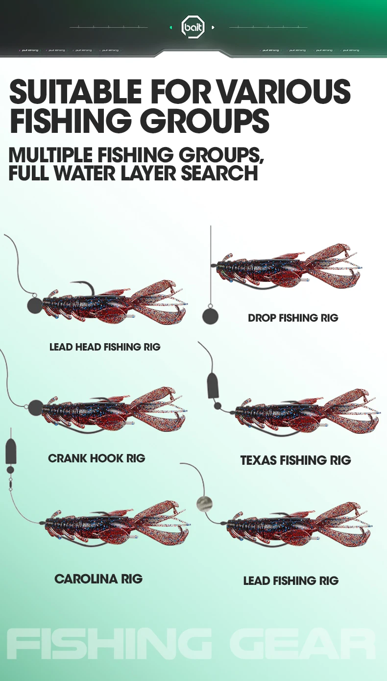 TAIYU-Weicher Kunststoff-Angelköder, schwimmende Topwater-Garnelen, Hummer, Salzwasser, aktive Krebse für Weedless-Rigs, 4er-Set – Detail 8