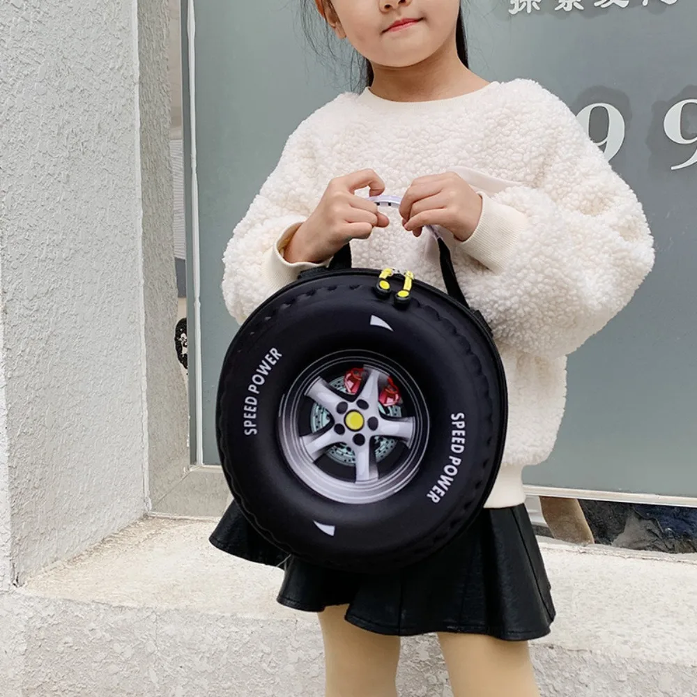 Colorful Tyre Shaped Children's Schoolbag Large Capacity 3D Cartoon Backpack Lightweight Adjustable Kindergarten Shoulder Bag 1