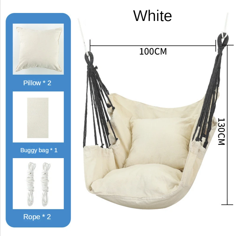 Camping Hammock Outdoor Hammock Swing Hammock Swing Chair Hanging Swing Canvas Hanging Chair College Student Dormitory Hammock with Pillow Indoor Camping Swing Adult Leisure Chair