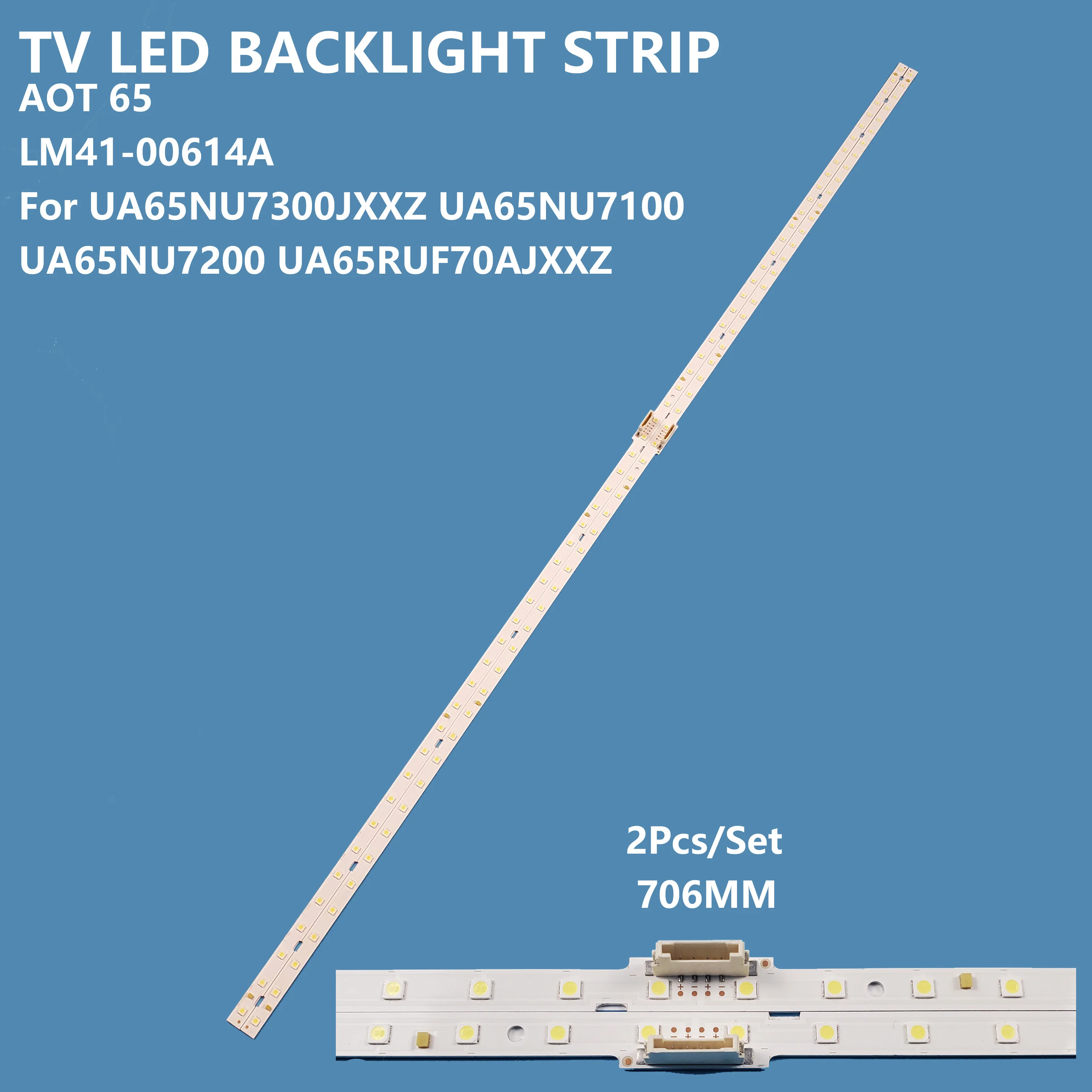 2Pcs Led Strip Tv Retroilluminazione Per Samsung 65 Pollici Aot 65 Tv Ua65Nu7100 Ua65Nu7300 Led Tv Strip Light Retroilluminazione Lcd
