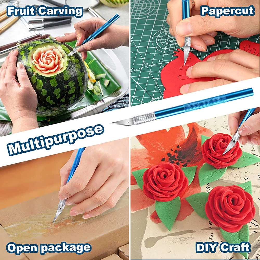 Craft Knife Hobby Knife Exacto with 50PCS Spare Exacto Blades Kit for DIY Art Cutting Carving Scrapbooking Stencil craft knife