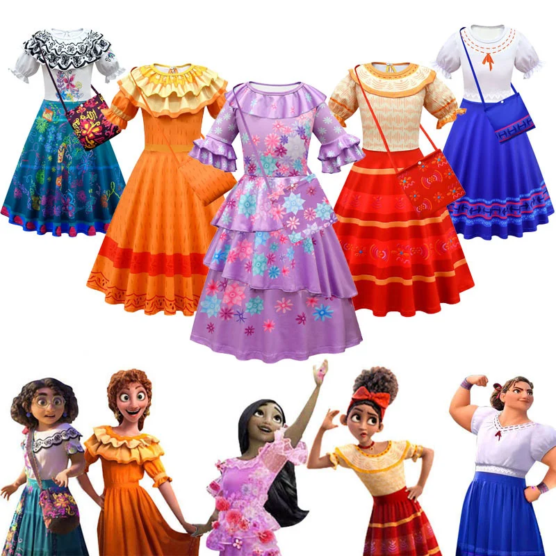 New Charm Mirabell Madrid Animation Kid Costume Girls Princess Dress Halloween Carnival Cosplay Luisa Madrigal |