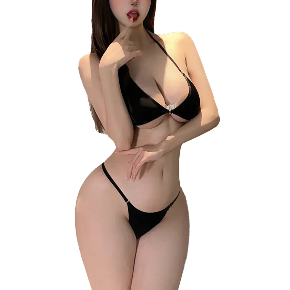 Women's Pure Desire Style Bikini Sexy V-neck Strap Hollow Swimsuit Sexy Set Pure Desire Sheer Cover Up