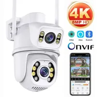 8MP 4K Dual Lens Wifi Camera Ai Auto Tracking Waterproof Security CCTV Video Surveillance Camera Police Light Alarm IP Camera