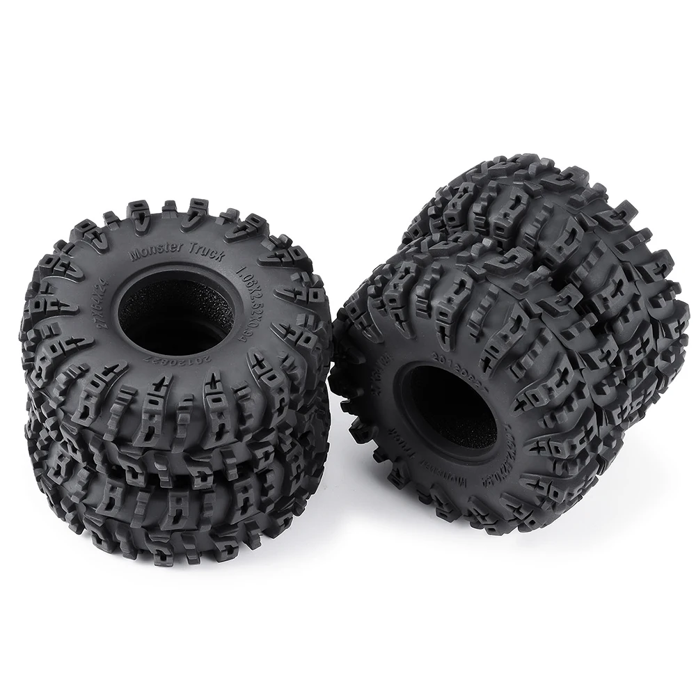 YEAHRUN 4 Stück 1,3 Zoll Gummireifen, 1,1 Zoll Schlamm-Terrain-Radreifen für 1/18 1/24 Micro Crawler TRX4M Axial SCX24 FMS FCX24 Teile – Detail 6