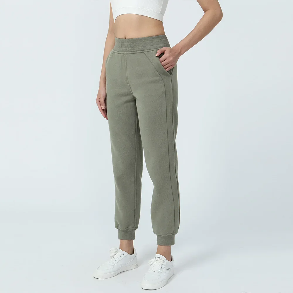 Fleece-Lined Yoga Suit Autumn/Winter Scuba Women's High-Waist Sweatpants Brushed Warm Fitness Casual Pants