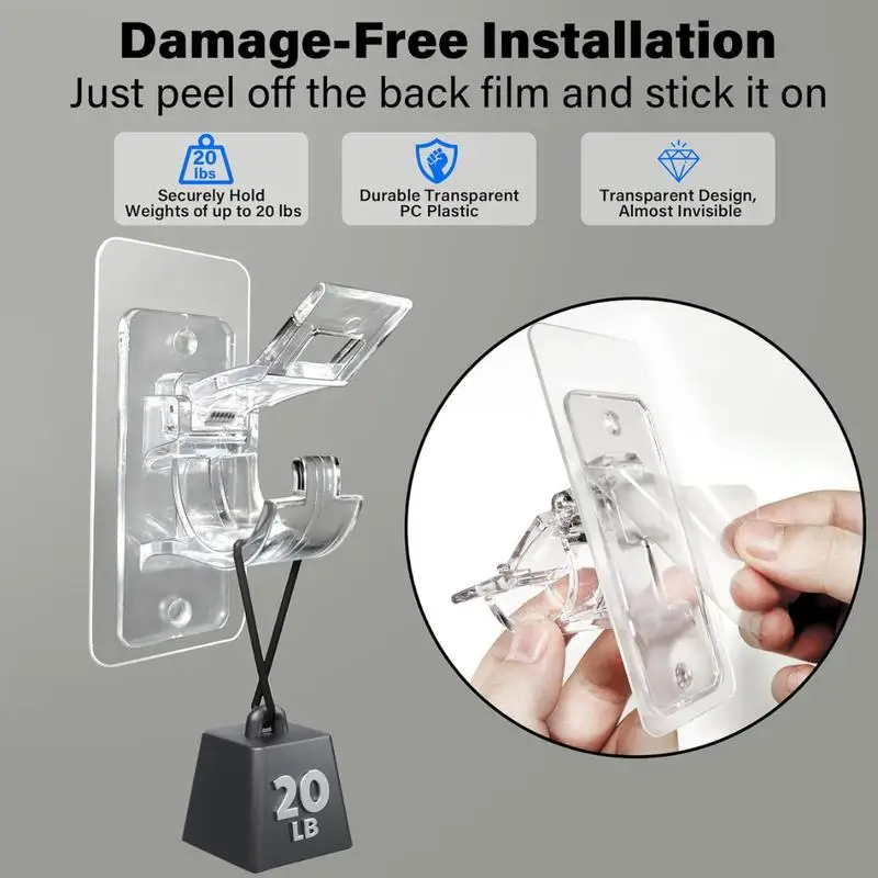 6-Pack No Drill Needed Curtain Rod Holders Brackets,Multipurpose Nail Free Stick on Curtain Rod Hooks