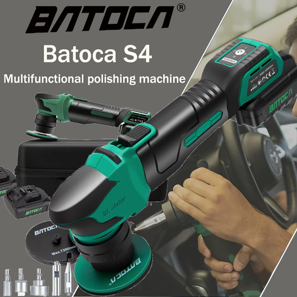 BATOCA Cordless Car Polisher Machine Wireless Car Polishing Machine 3mm/12mm Random Orbital 2pcs 2.0Ah Lithium Battery 2pcs car battery plating clip big size 17cm battery fire cable dropship