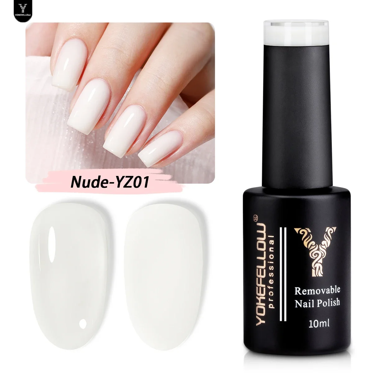 

YOKEFELLOW 10ml Jelly Transparent Gel Nail Polish Nude White Color Transparent Nude Nails Art Soak Off UV LED Varnish YZ01