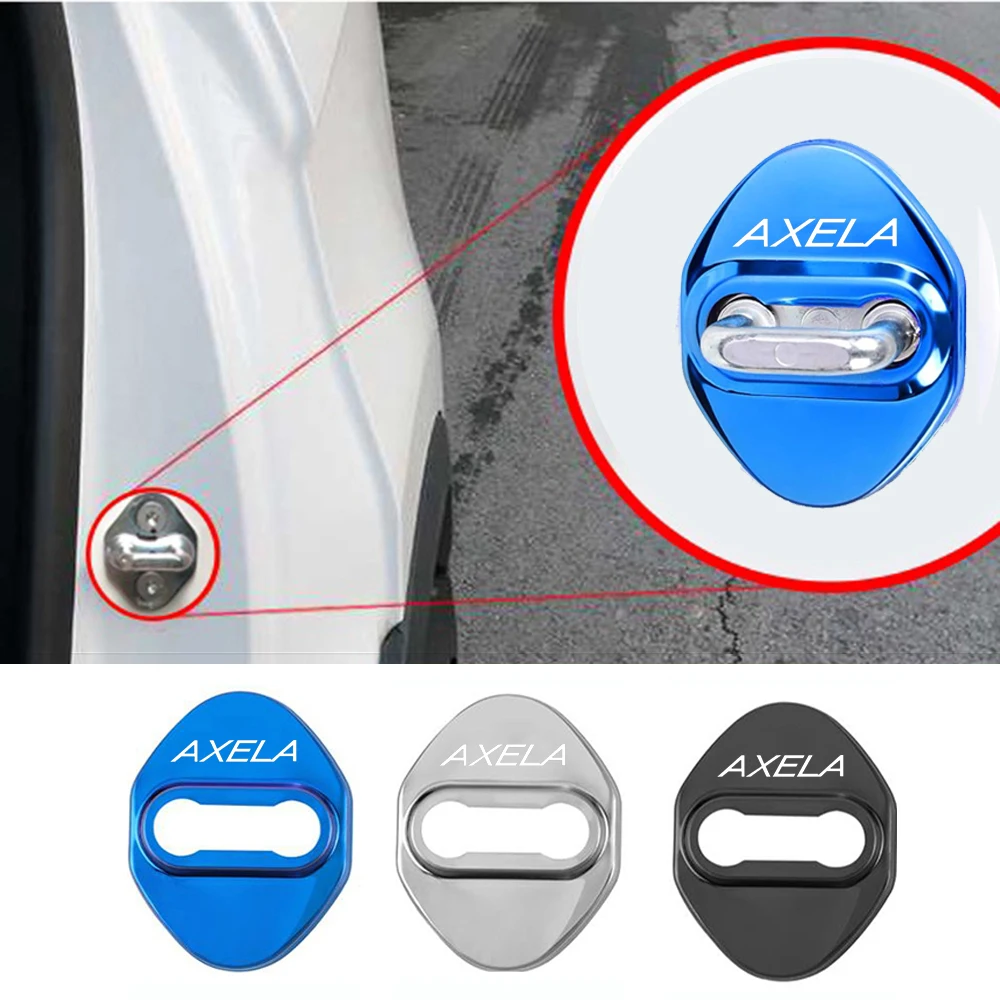 

4Pcs/pack Car Door Lock Cover Decoration Protection Stainless Steel Case Car Emblem Fit for Mazda Axela Car Styling