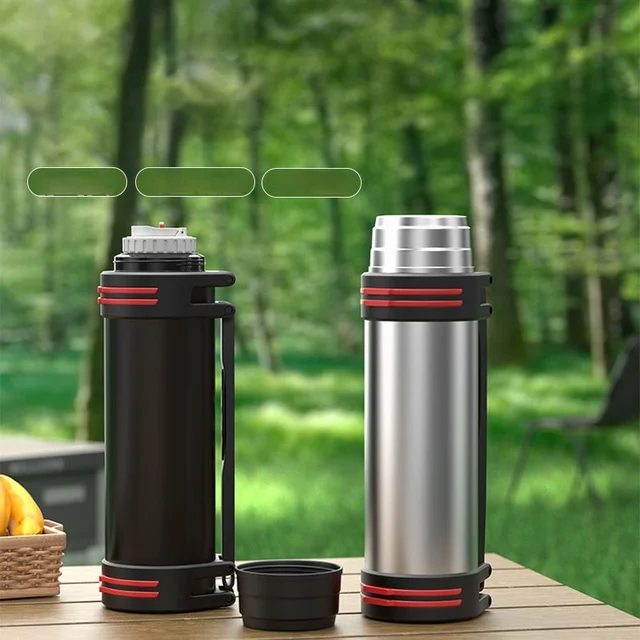 3000ML Black Household Stainless steel Thermos Bottle High-capacity Outdoors Motion Mountain Climbing Water Bottle Thermos Cup 3