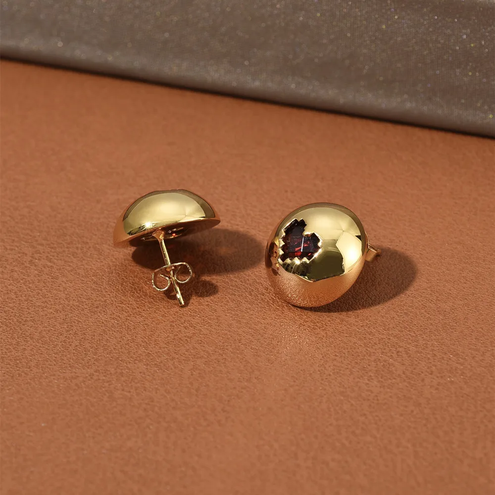 

LONDANY earrings European and America five pointed star red love earrings semicircle S925 silver needle earrings earrings female