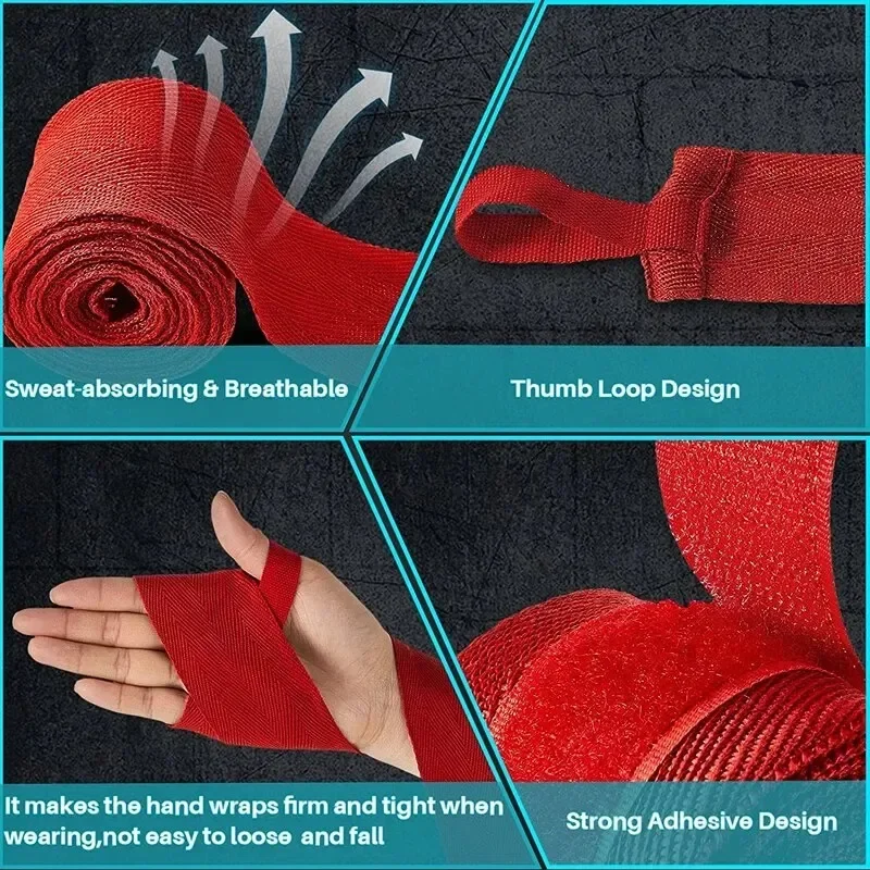 2 Rolls Cotton Boxing Bandage Sports Strap Hand Gloves Wraps Belt Wraps Bandage for Competition Taekwondo Equipment