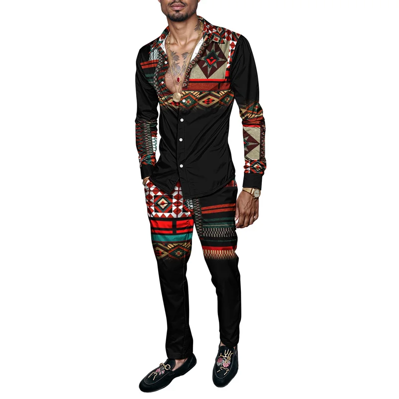 2025 Spring/Summer Fashion Men's Set Printed Simple Long Sleeve Suit Slim Fit Breathable Cotton Blended Casual Wear Resistant Fa_voghion.com