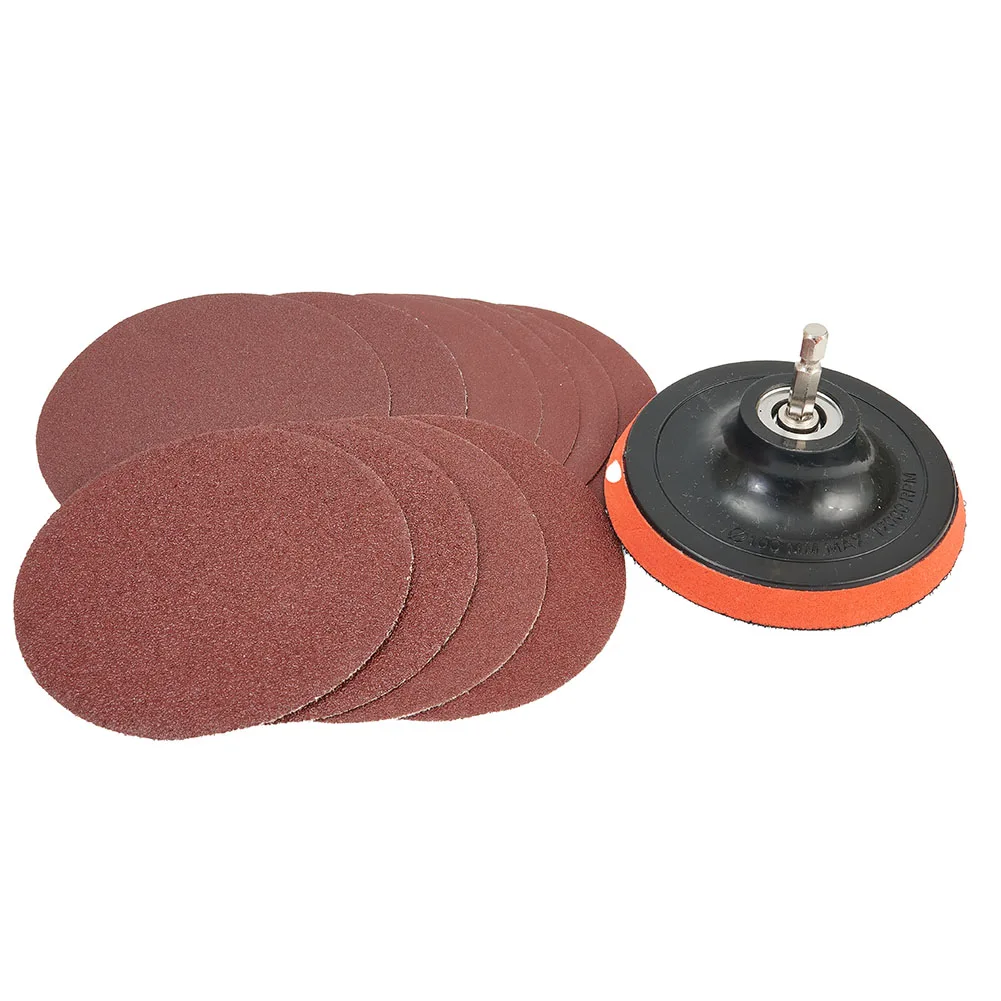

Electric Red Inner Tooth Polishing Disc 10pcs 4inch Sanding Discs 100mm Hook&Loop Sandpaper With Backing Pad M10 Set