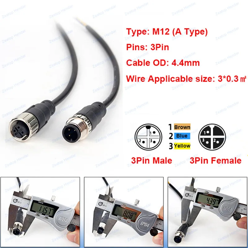 1Pcs M12 Sensor Stecker 2 3 4 5 8 Pin Männlichen/Weiblichen Luftfahrt- stecker IP67 Wasserdichte Draht EIN typ 20cm PVC Kabel