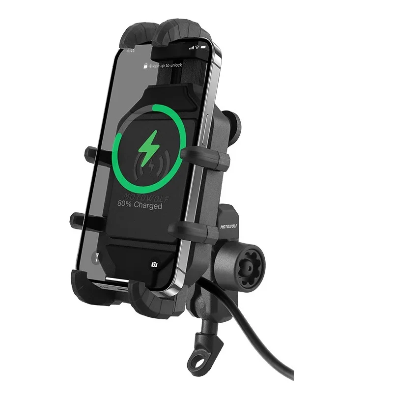 Soporte de teléfono para motocicleta, soporte de teléfono móvil para  bicicleta, soporte de teléfono celular para bicicleta con cargador  inalámbrico de carga rápida USB QC3.0 - AliExpress