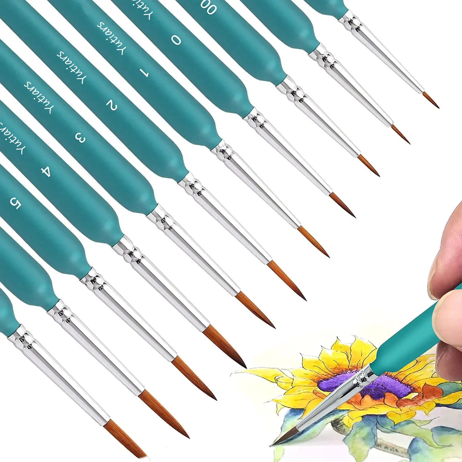 MEEDEN Set 6 Pennelli Acquerello Professionali Con Serbatoio Riempibile: Punte Piatte E Tonde (Piccole, Medie, Grandi) Per Pittura In Viaggio
