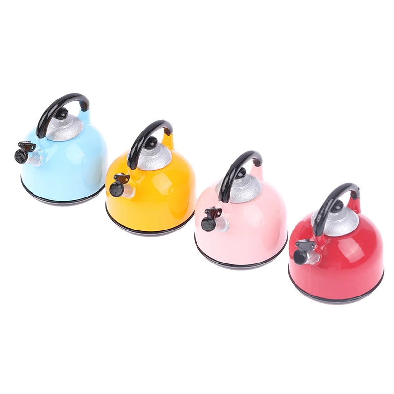 Doll House Decoration 1/12 Mini Alloy Kettle Simulation Teapot Model Toys Dollhouse Miniature Accessories 2