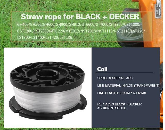 9 Pack Trimmer Replacement Spool For BLACK+DECKER AF-100-3ZP 30Ft 0.065  Inch Trimmer Line - AliExpress