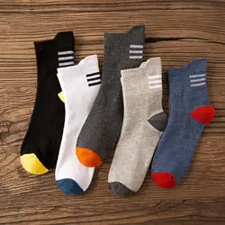 10 Pairs Men's Cotton Socks Spring Autumn Fashion Casual Breathable Male Crew Sock Hot Sale Stripe Sokken Unisex Skateboard Sox