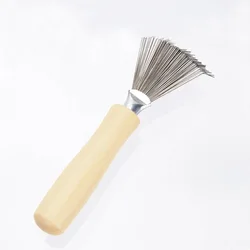 Wooden Comb & Hairbrush Cleaning Tool with Removable Handle (Log)