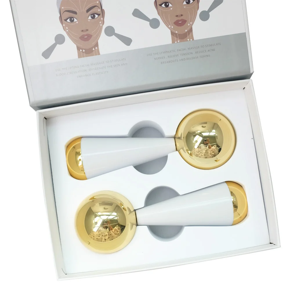 Ice Globes for Facials Steel Cooling Roller Cryo Sticks for Face Neck Dark Circles Puffiness Wrinkles Collagen Production