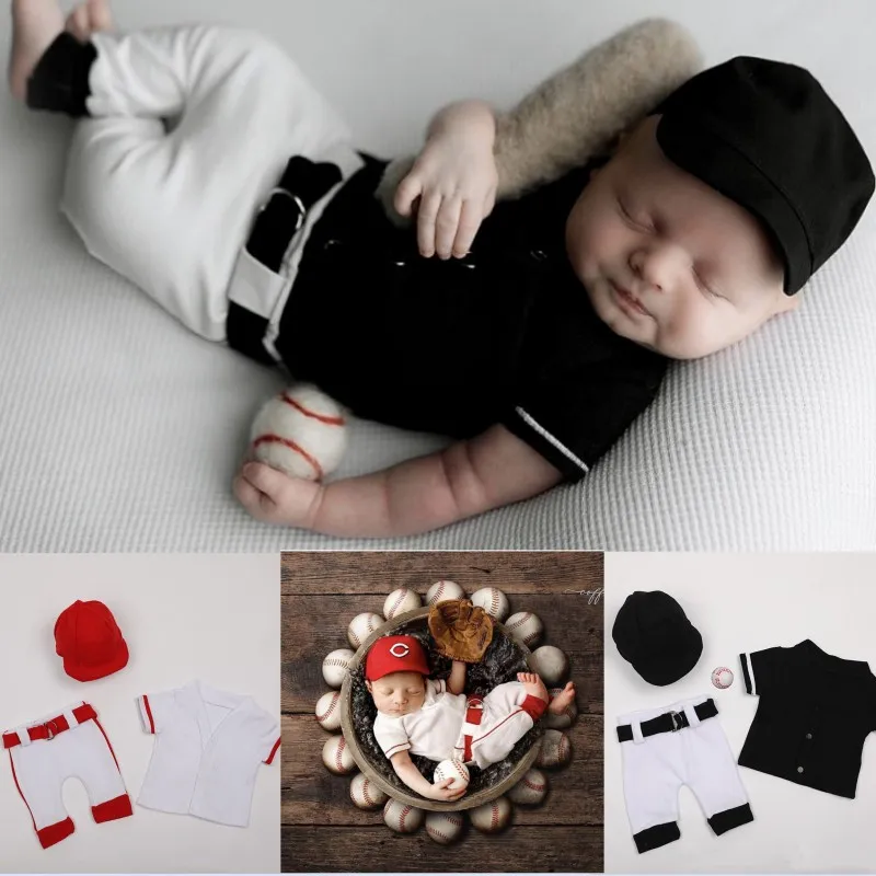 Shining Newborn Photography Baseball Clothing Baby Photo Clothes Baseball Player For Studio Children