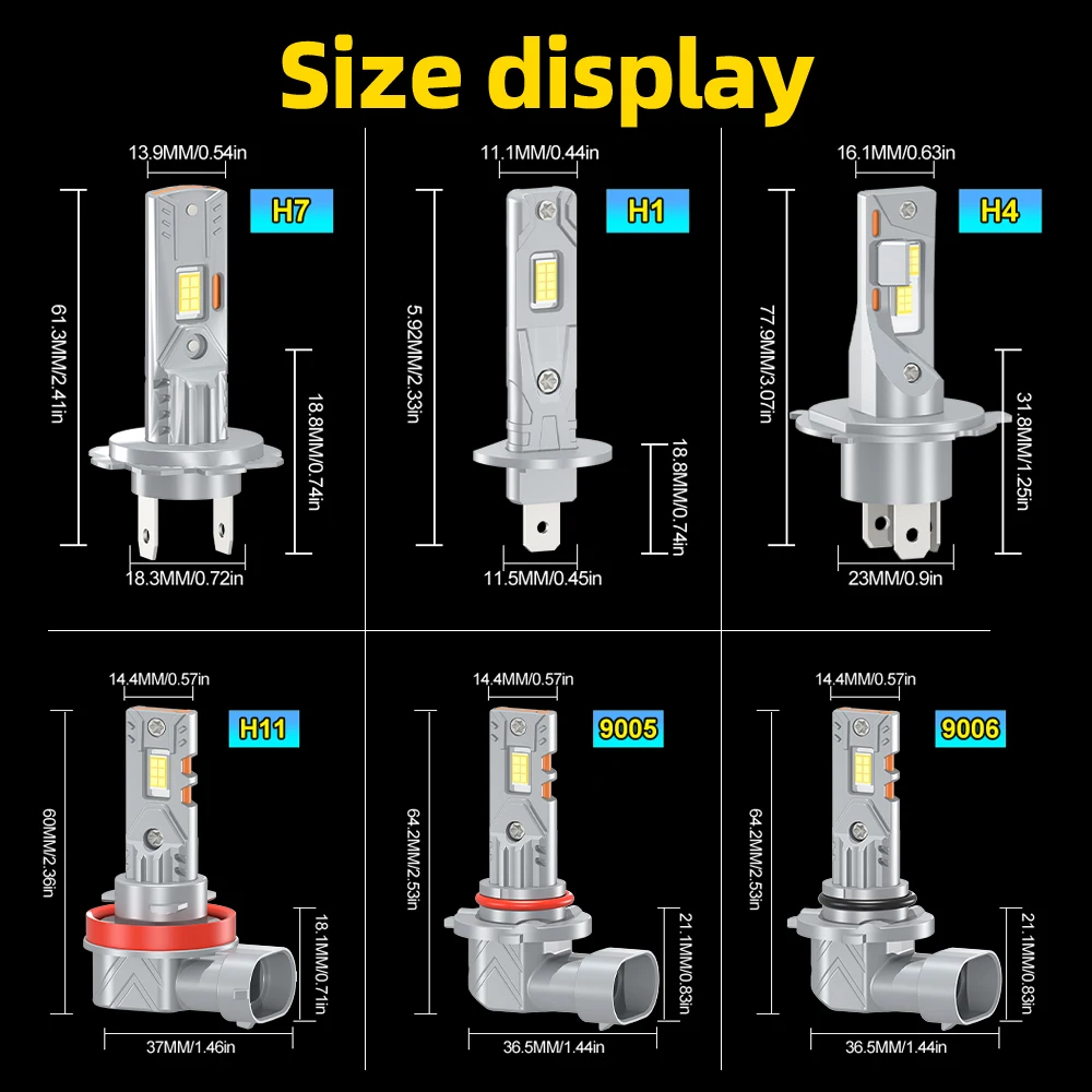 H8 H11 LED 헤드라이트 전구 9005 9006 H9 H16JP LED 200W 50000LM 12V BMW E46 F20 골프 4 파사트 B6 B8 메르세데스 포드 자동차 램프