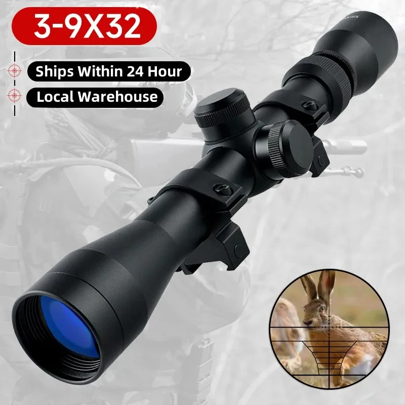 

Tactical Outdoor Shooting Optics Rifle Scope Adjustable Red Green Reticle Airsoft Sight 3-9x32 Tactics Hunting Riflescope