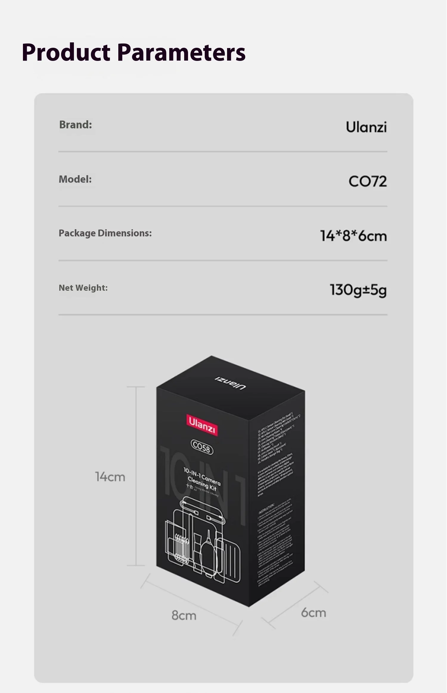 Ulanzi CO72 10-in-1 Camera Clean Kit description image 23